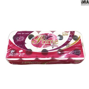 Prime Toilet Paper - 10 Rolls, 2 Layers, With Core, Red Cover
